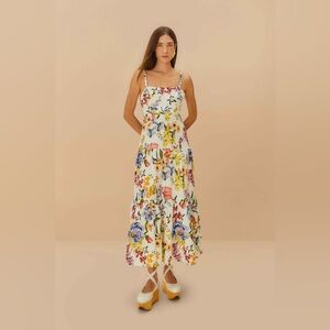 Farm Rio Off-White Greek Garden Lenzing™ Ecovero Euroflax Maxi Dress, Small,$260